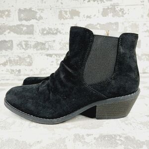 NEW Eurosoft Adeah Ruched Black Suede Leather Elastic Gore Ankle Boots O586